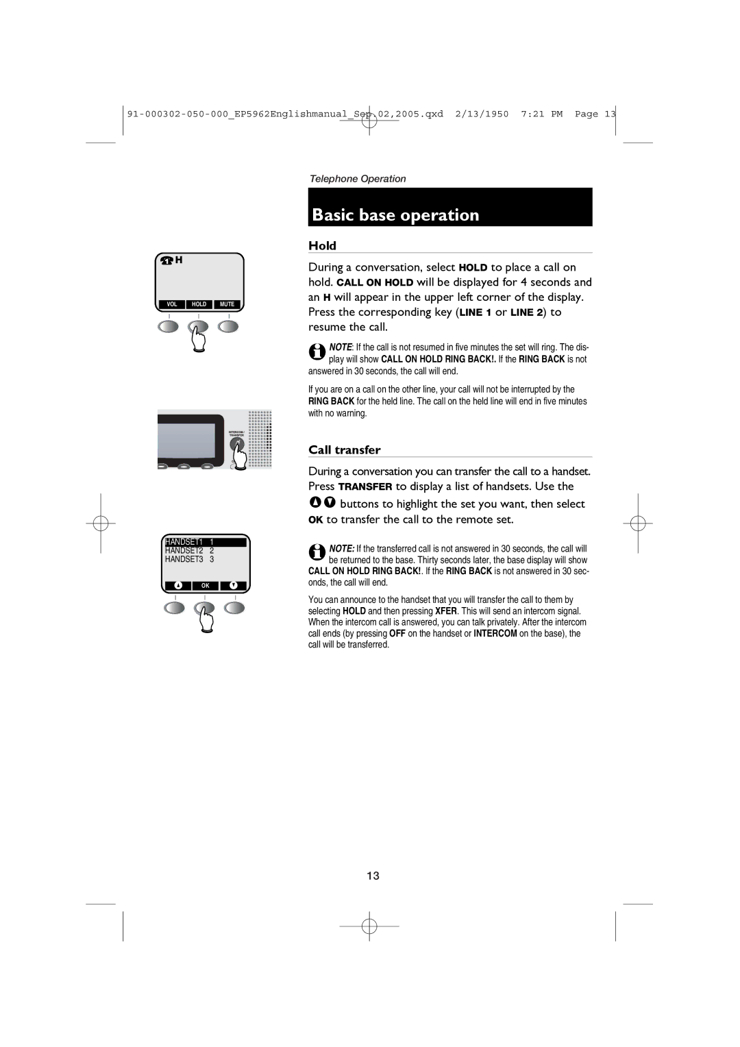 AT&T ATT-EP5962 user manual Onds, the call will end 