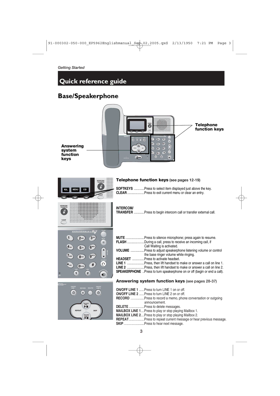 AT&T ATT-EP5962 user manual Call Waiting is activated, Base ringer volume while ringing, Press to activate headset 