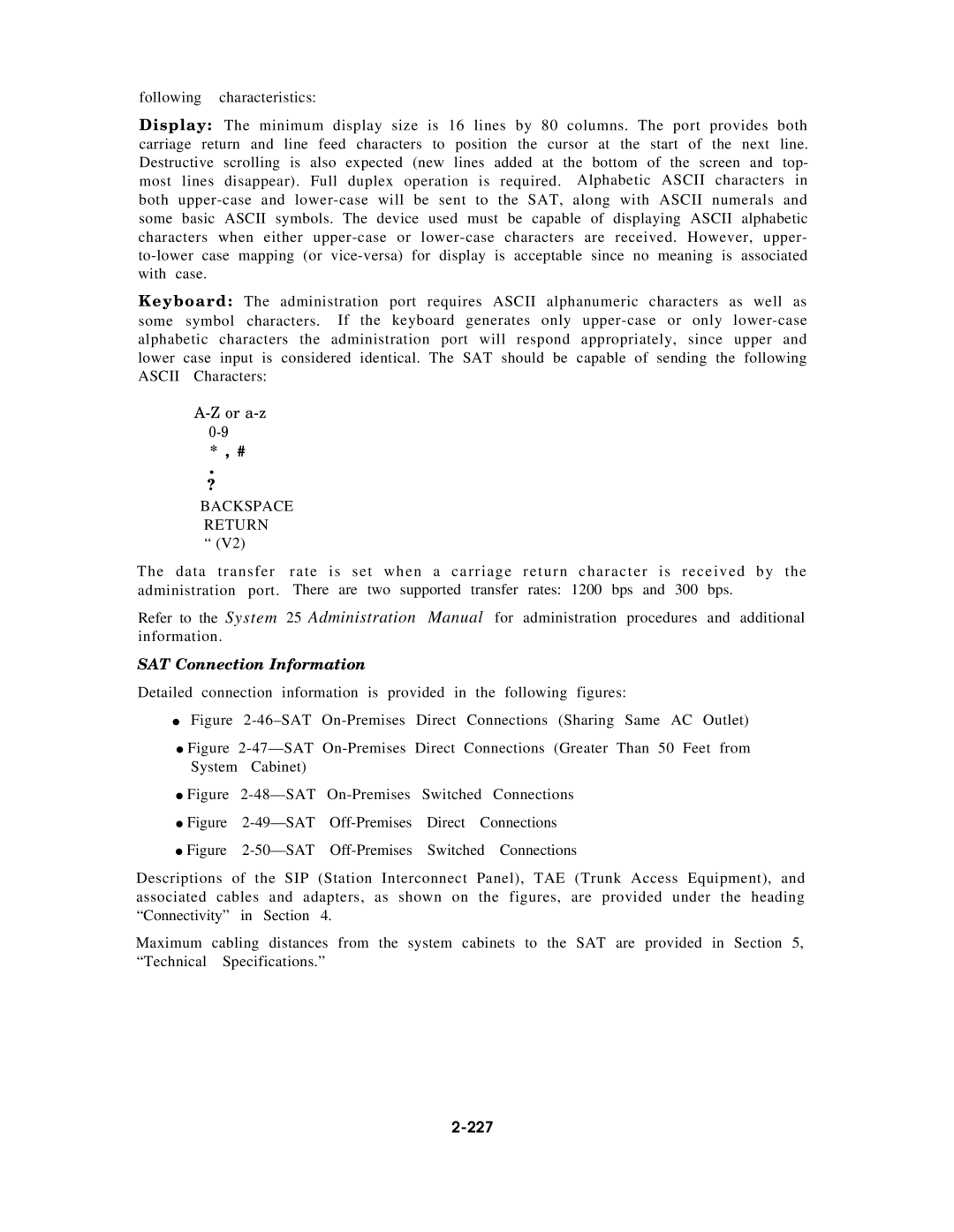 AT&T AT&T manual Backspace Return, SAT Connection Information, 227 