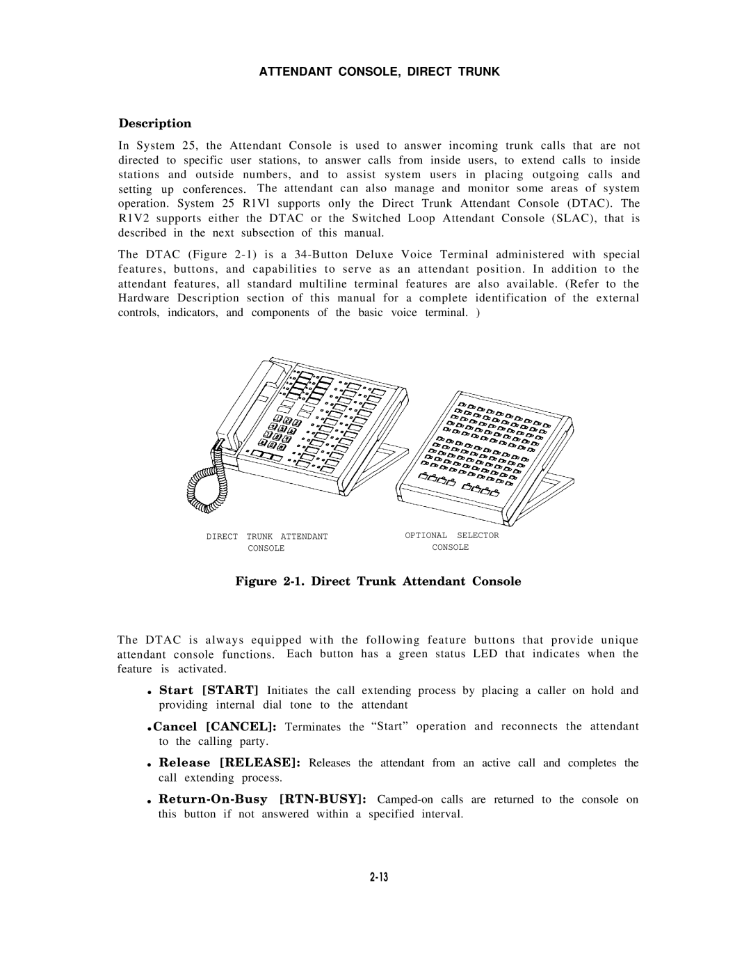 AT&T AT&T manual Attendant CONSOLE, Direct Trunk, Direct Trunk Attendant Console 