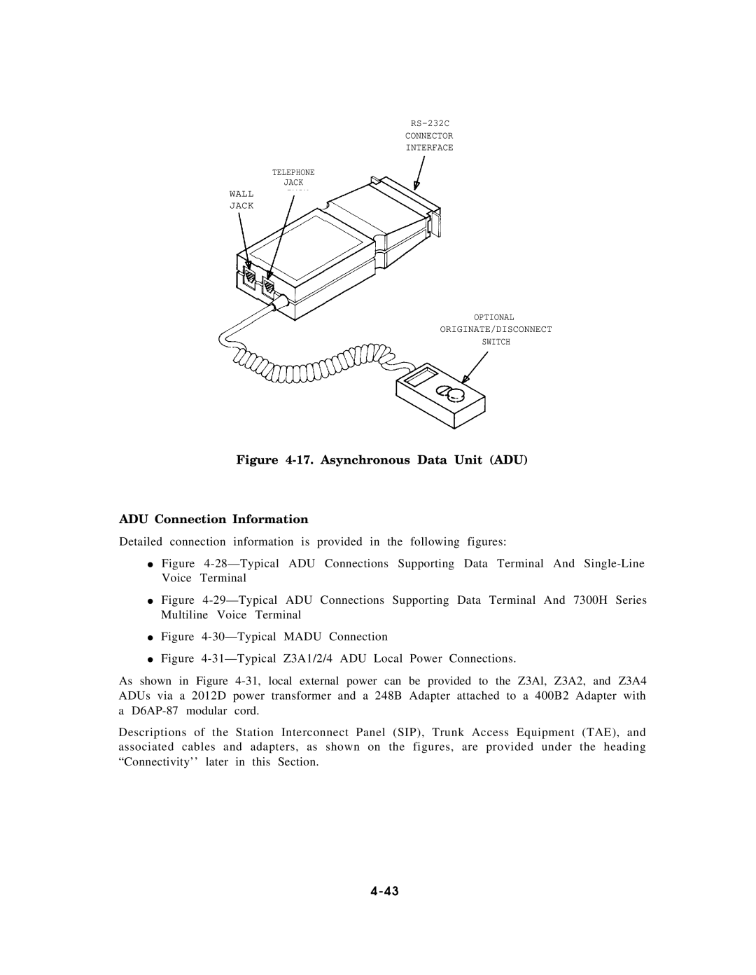 AT&T AT&T manual Asynchronous Data Unit ADU ADU Connection Information 