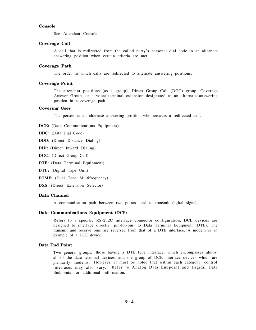 AT&T AT&T manual Console, Coverage Call, Coverage Path, Coverage Point, Covering User, Data Channel, Data End Point 