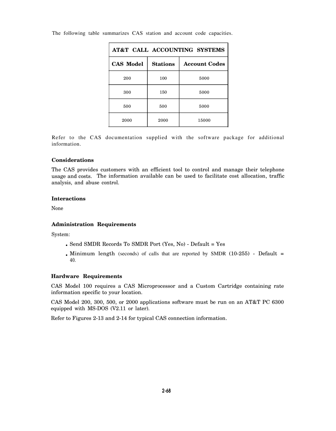 AT&T manual AT&T Call Accounting Systems, CAS Model Stations Account Codes 