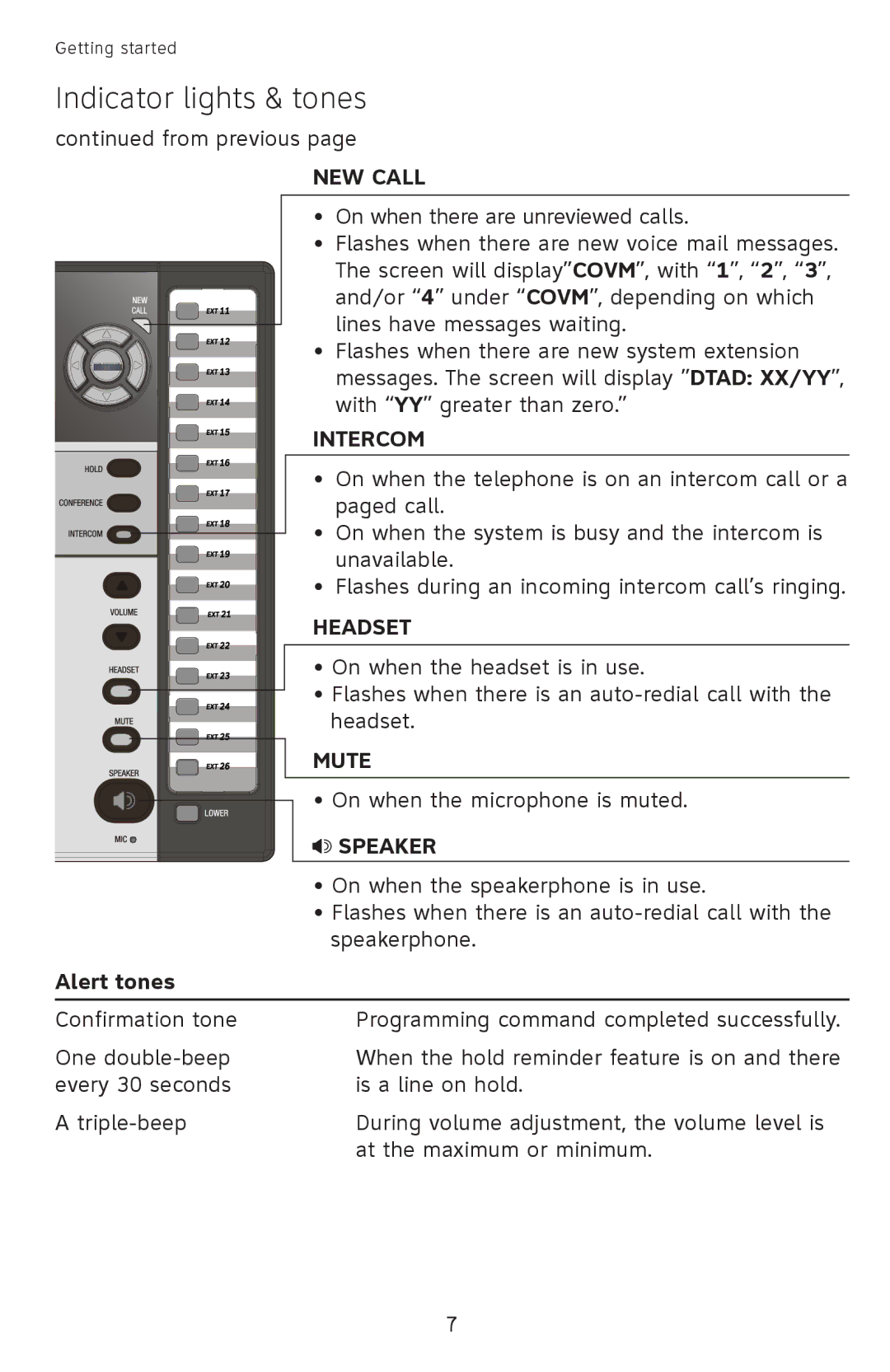 AT&T ATT1070 user manual NEW Call, Alert tones 