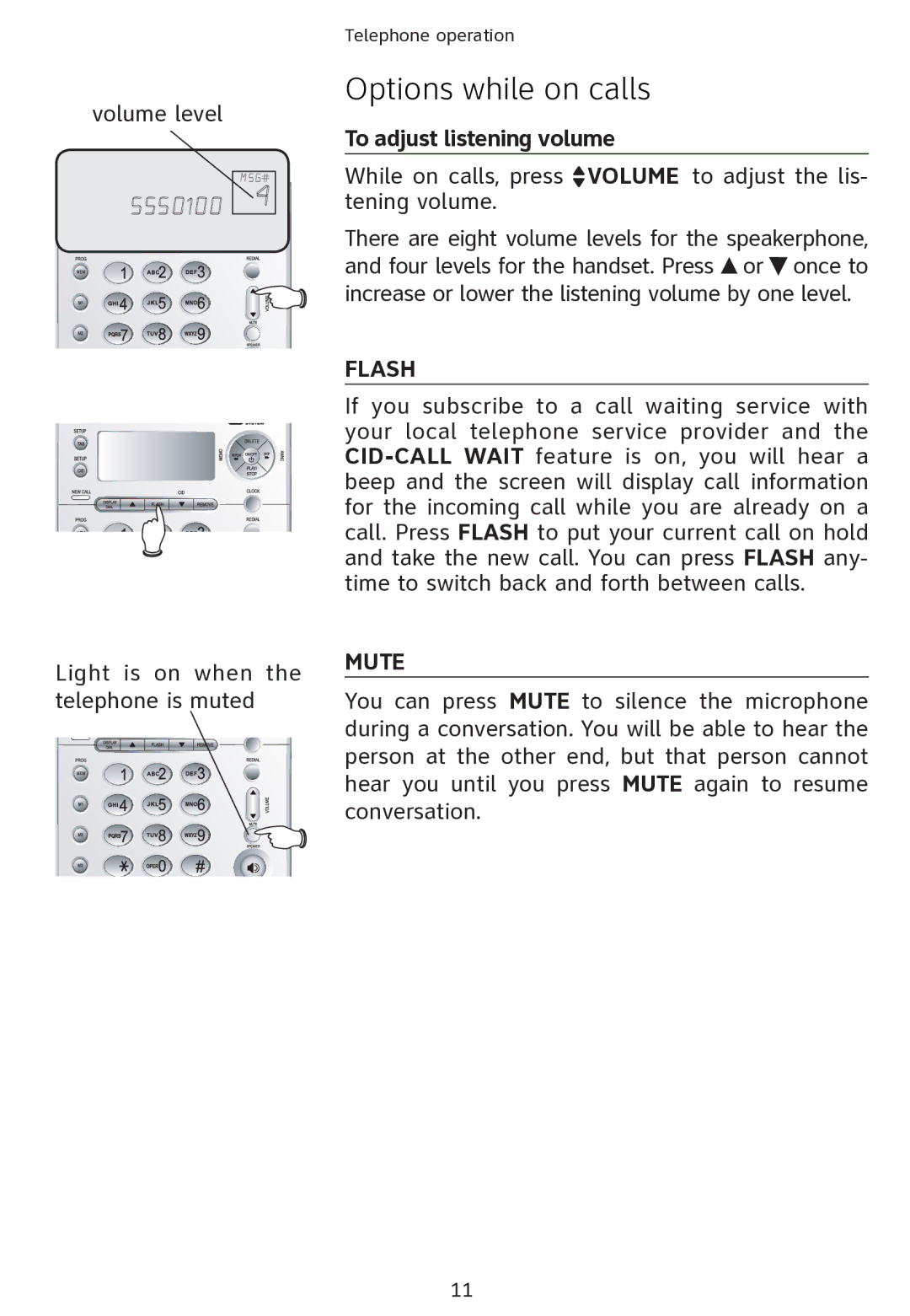 AT&T ATT1856 user manual Options while on calls, To adjust listening volume 