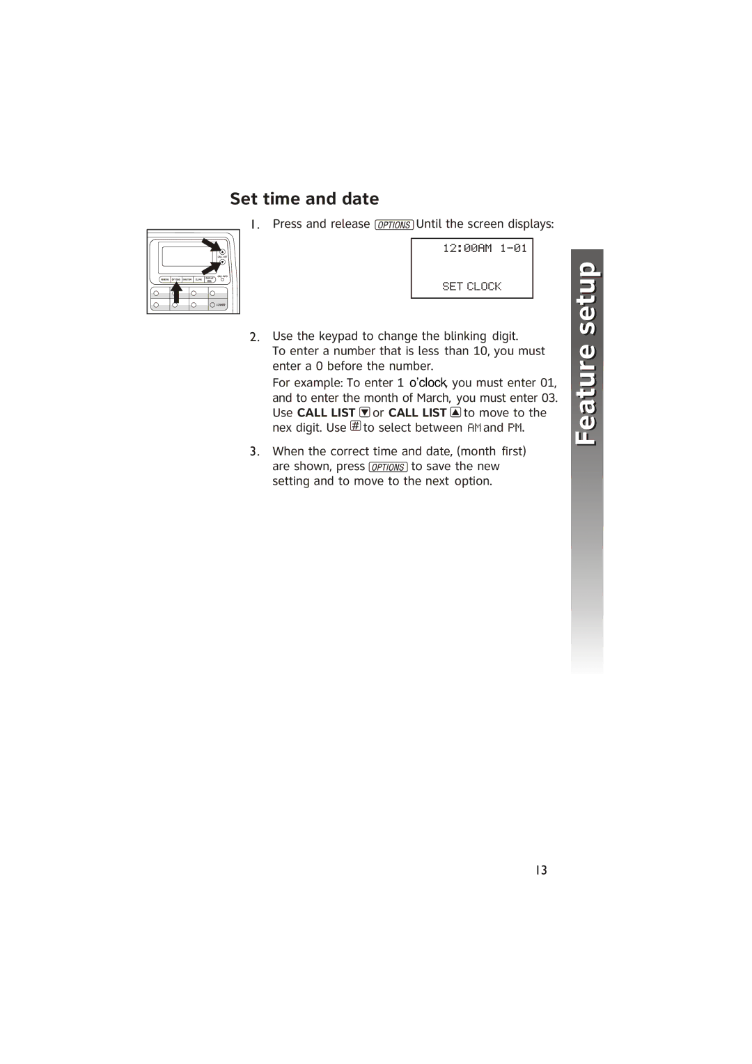 AT&T ATT950 user manual Set time and date 