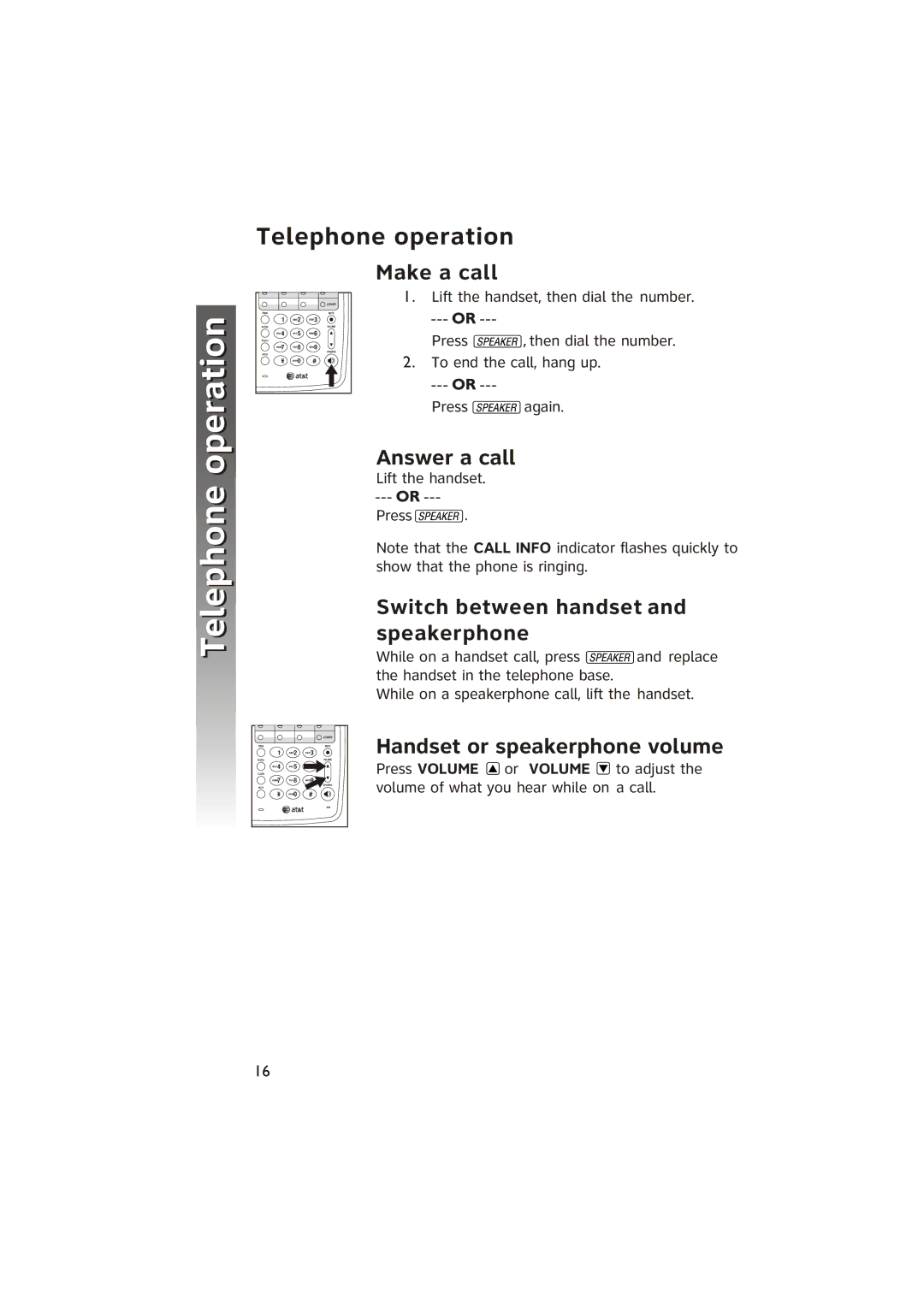 AT&T ATT950 user manual Telephone operation 