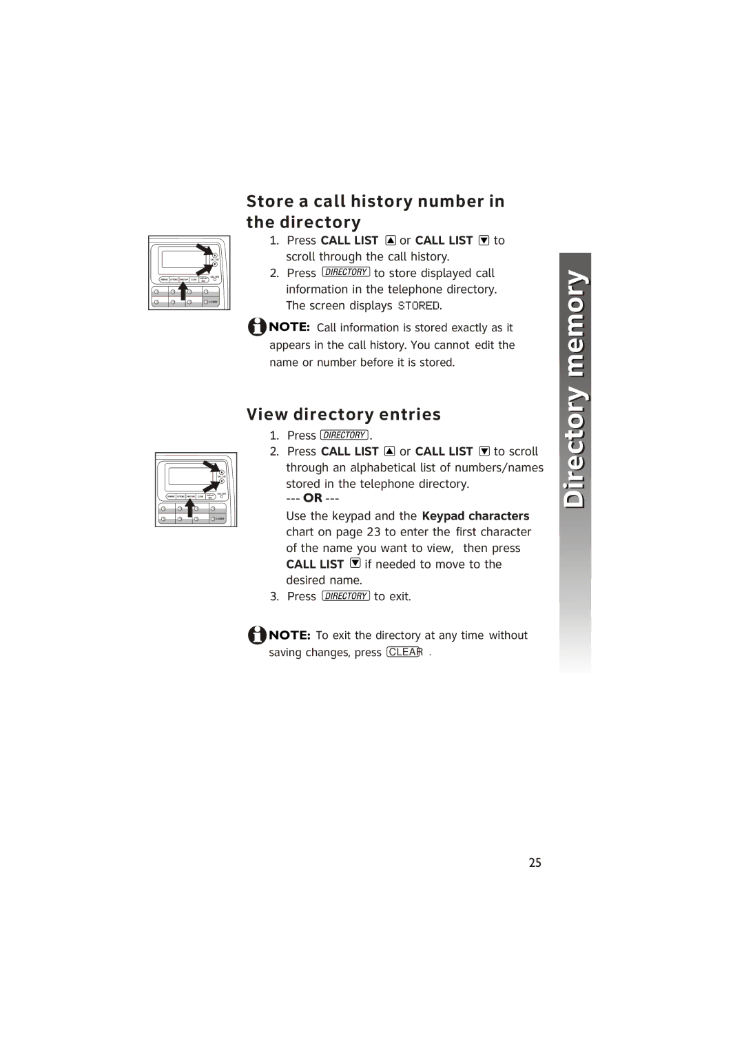 AT&T ATT950 user manual Store a call history number in the directory, View directory entries 