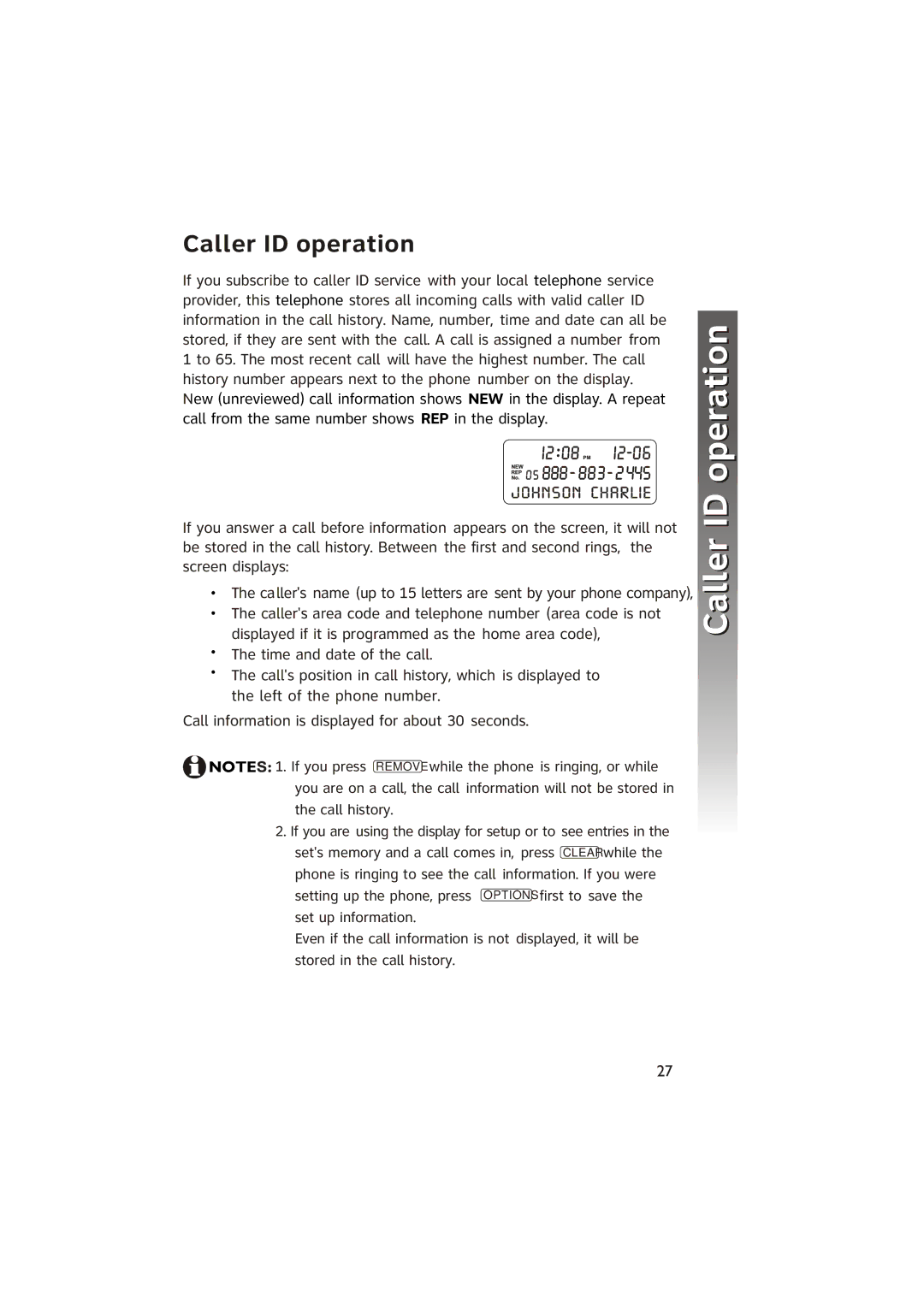 AT&T ATT950 user manual Caller ID operation 