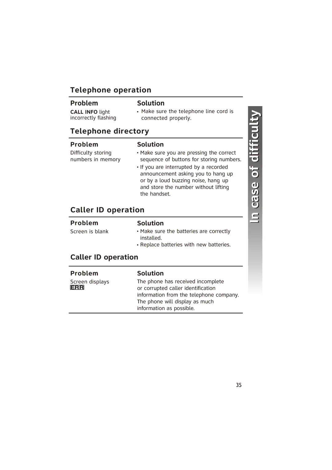 AT&T ATT950 user manual Telephone directory, Caller ID operation 