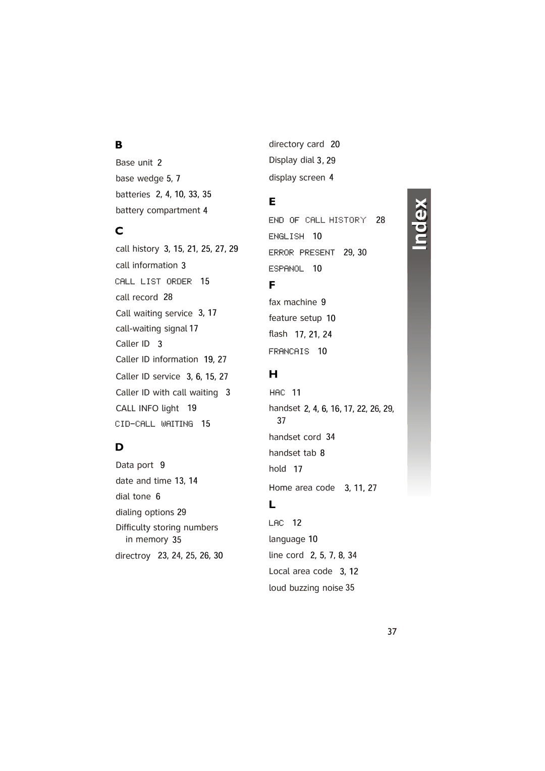 AT&T ATT950 user manual ExIndex 