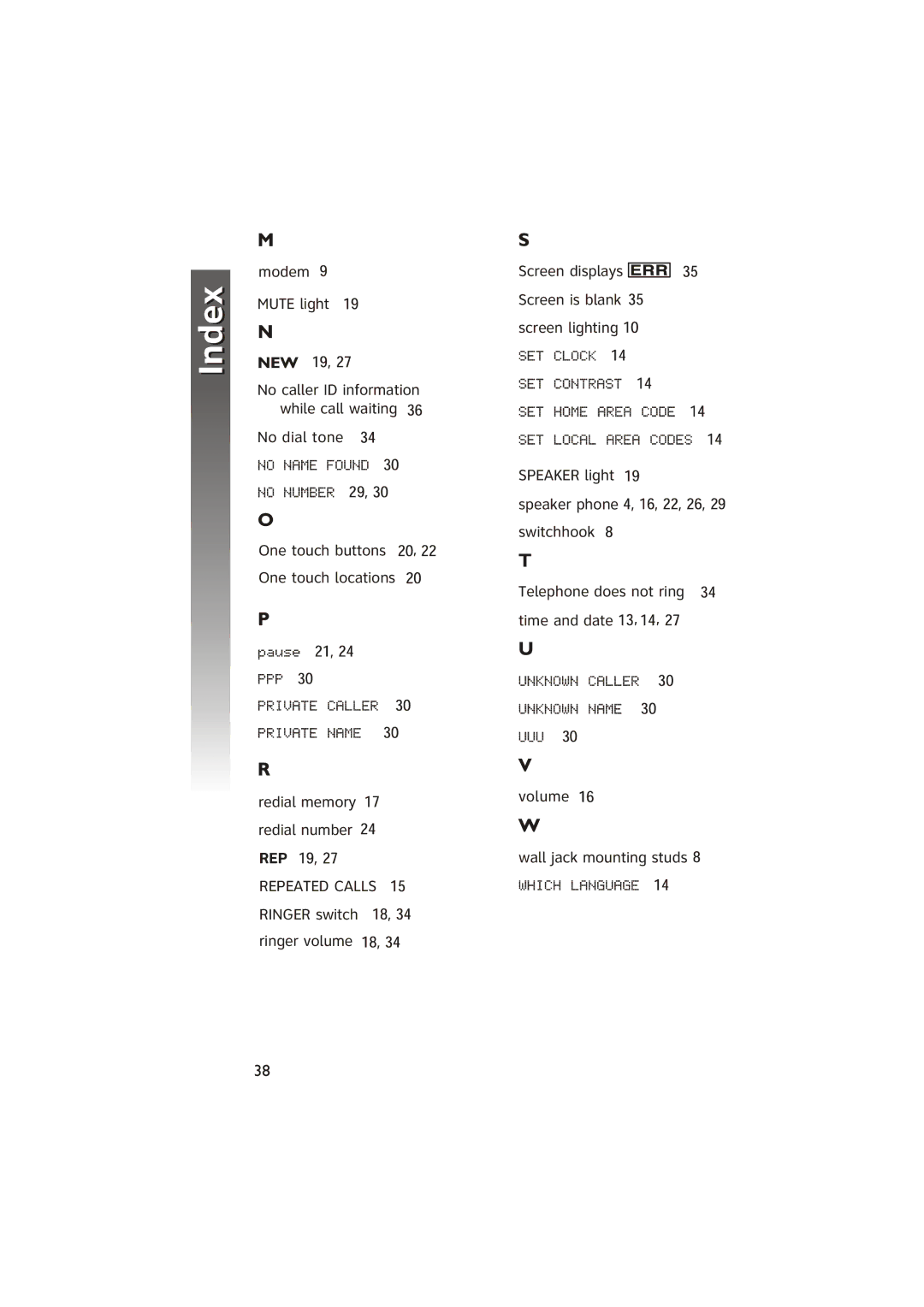 AT&T ATT950 user manual Index, Rep 