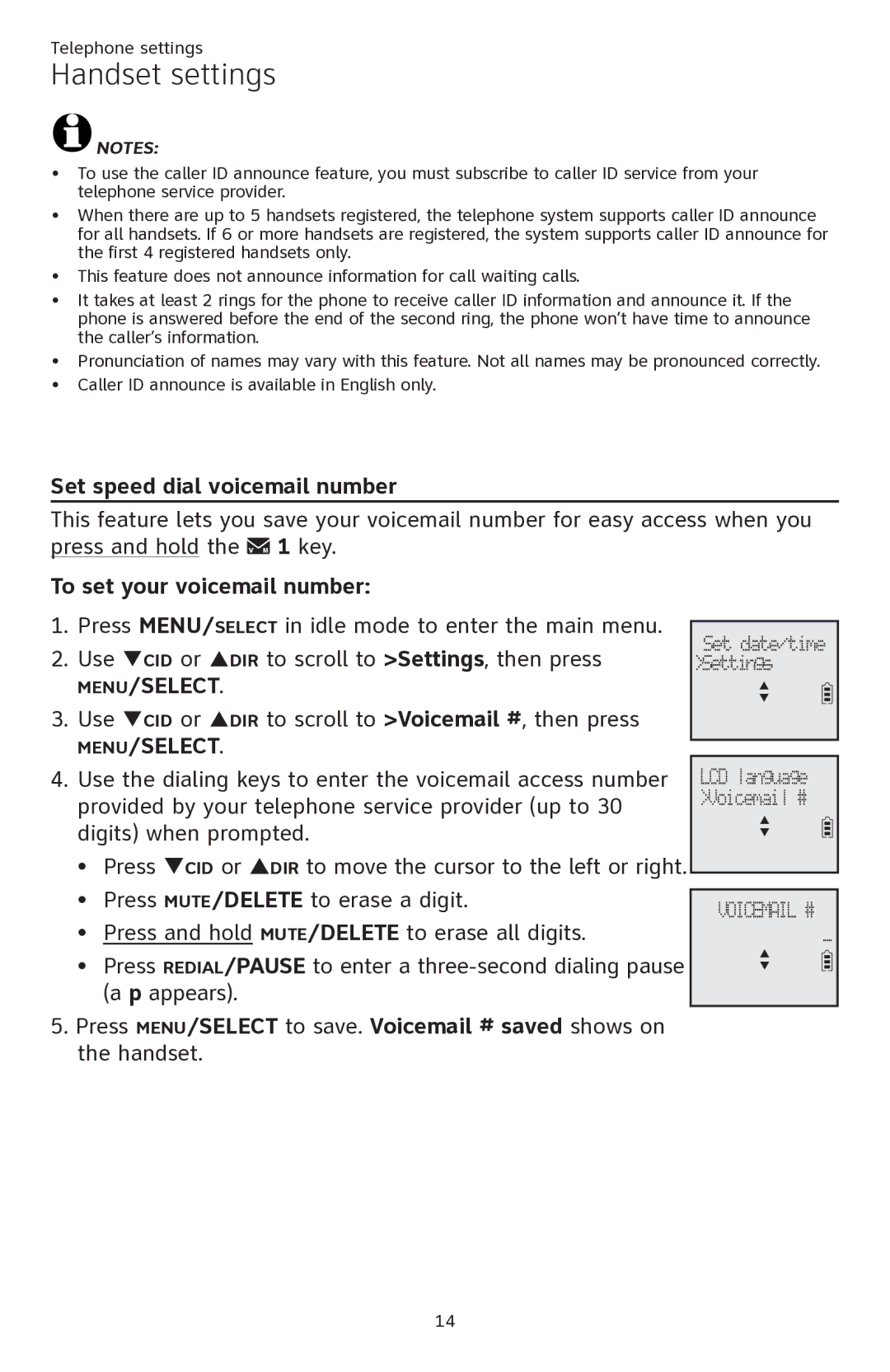 AT&T ATTCL82201, ATTCL82401, ATTCL82301 user manual Set speed dial voicemail number, To set your voicemail number 