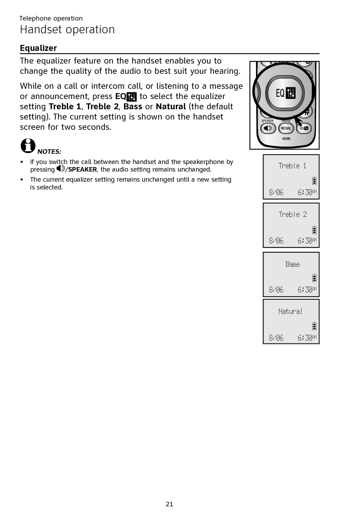 AT&T ATTCL82401, ATTCL82301, ATTCL82201 user manual Equalizer 