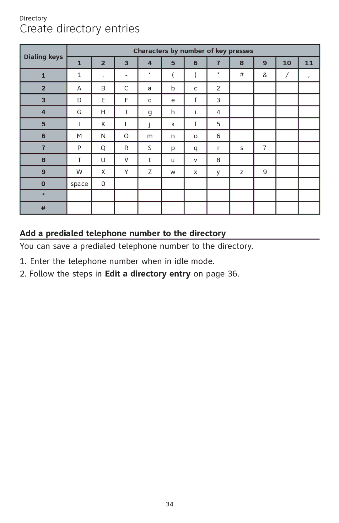 AT&T ATTCL82301, ATTCL82401, ATTCL82201 user manual Add a predialed telephone number to the directory 