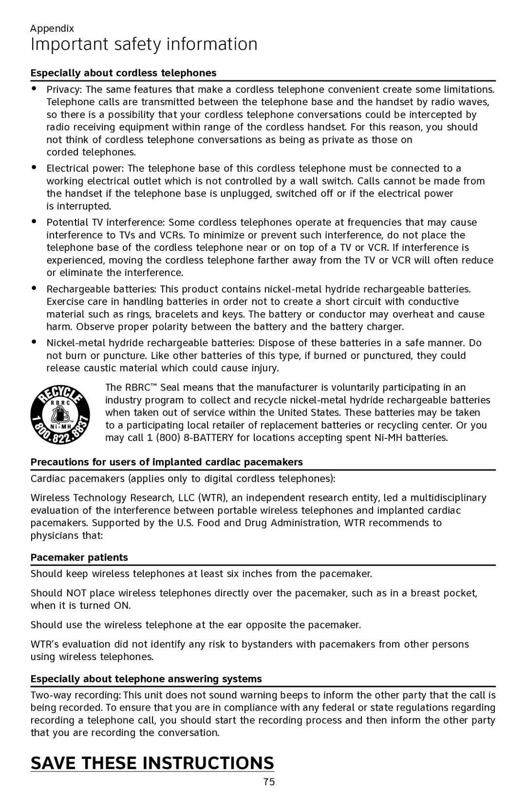 AT&T ATTCL82401, ATTCL82301, ATTCL82201 user manual Especially about cordless telephones 