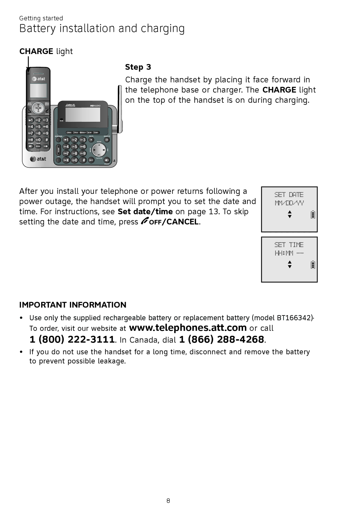 AT&T ATTCL83201 user manual Charge light Step 