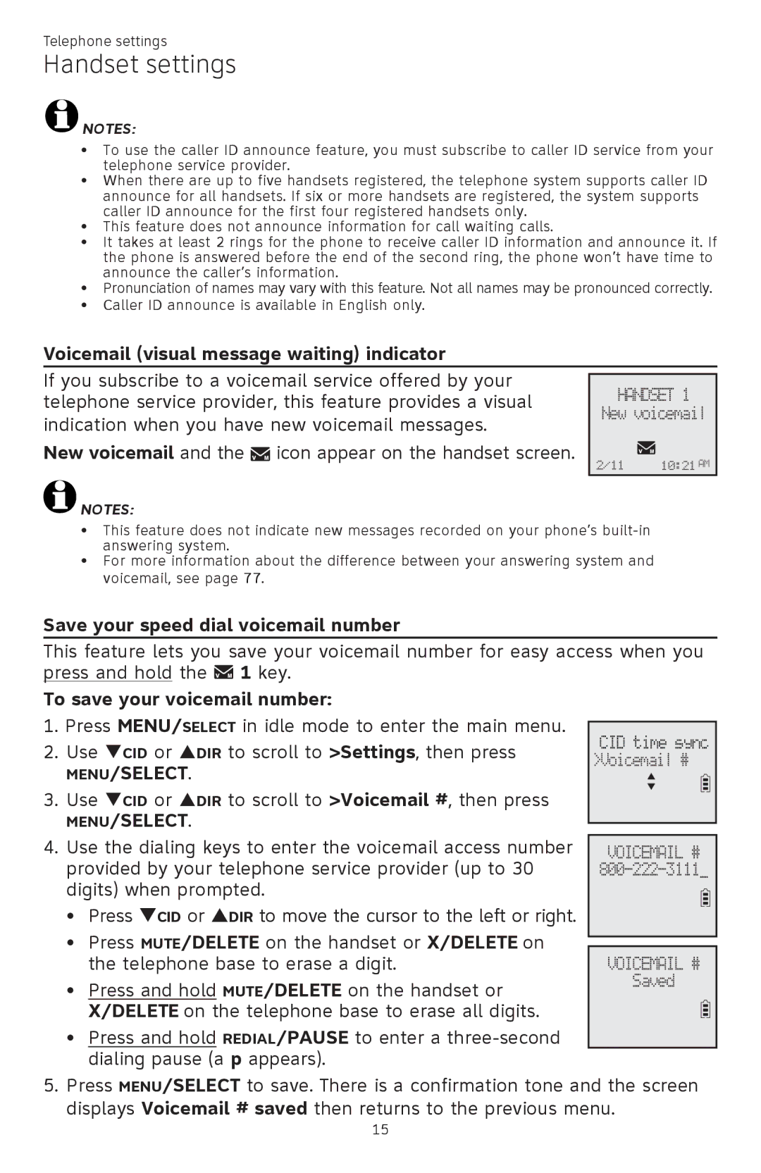 AT&T ATTCL83201 user manual Voicemail visual message waiting indicator, Save your speed dial voicemail number 