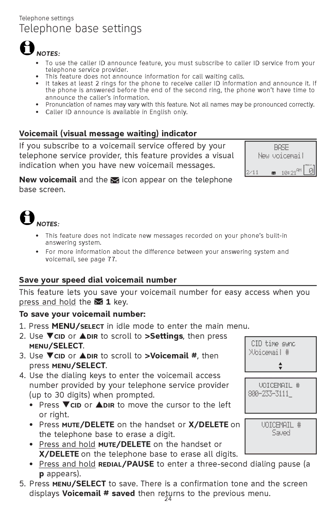 AT&T ATTCL83201 user manual Base 