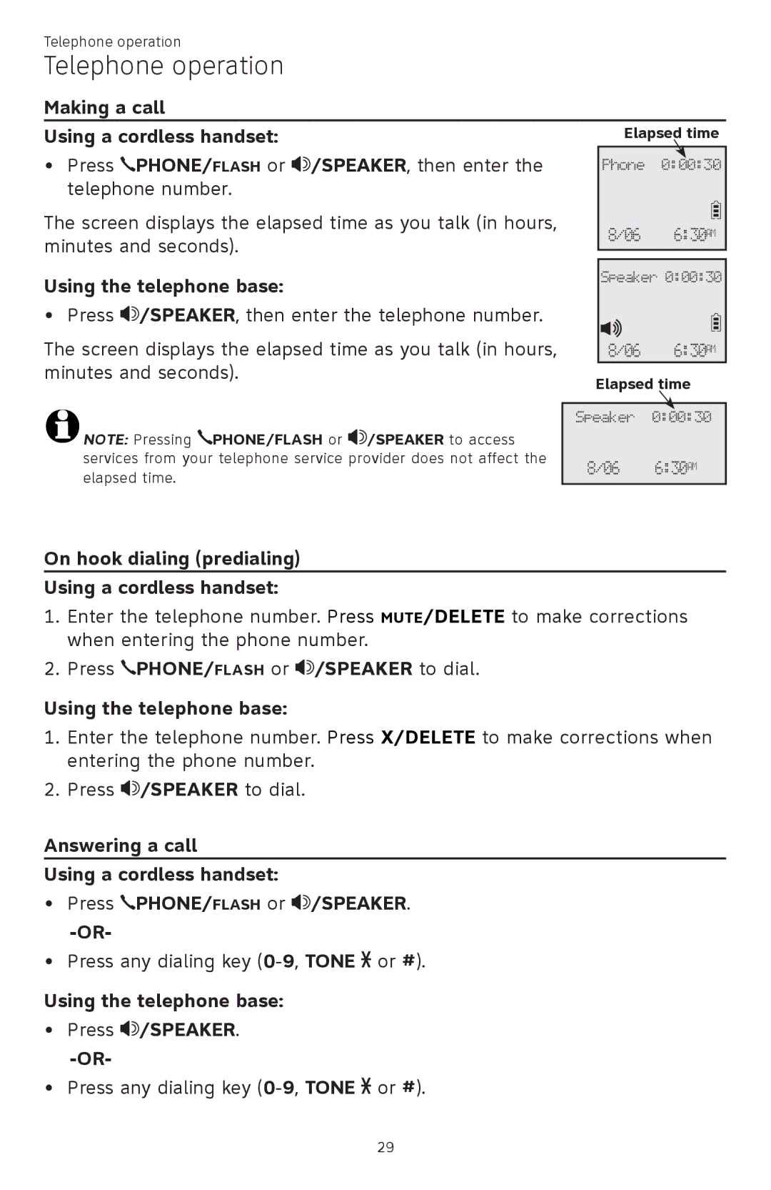 AT&T ATTCL83201 user manual Telephone operation 