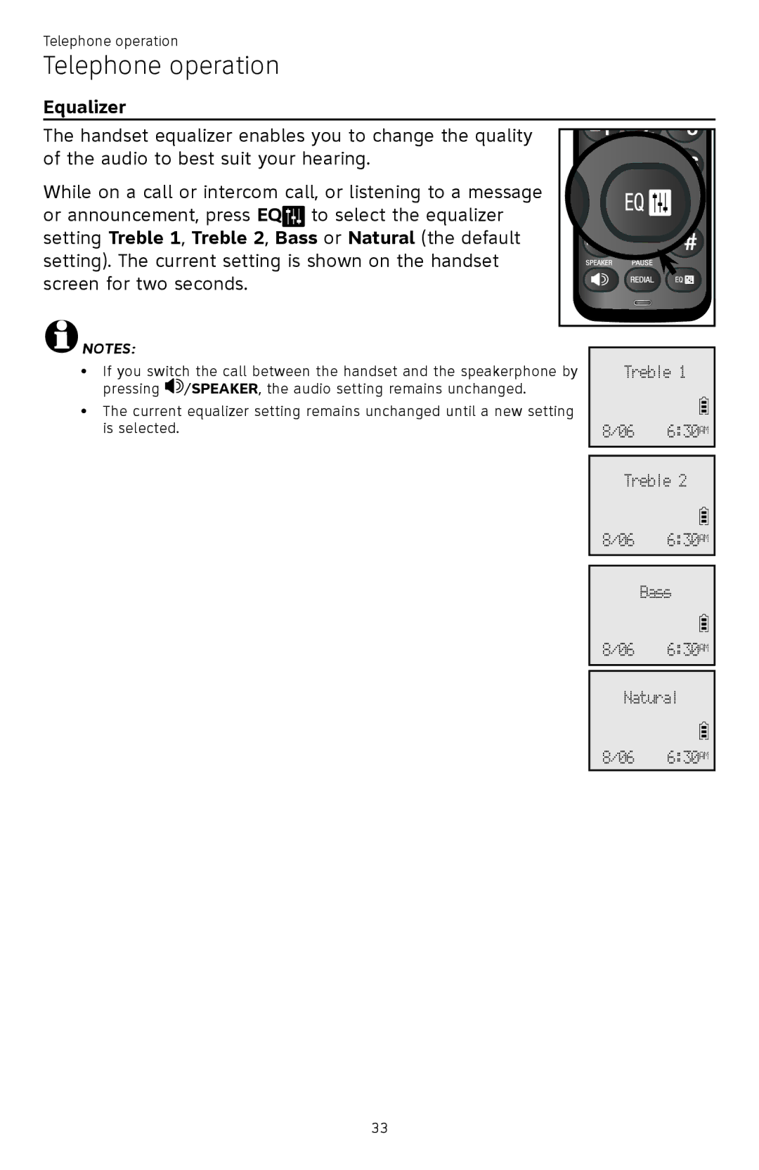 AT&T ATTCL83201 user manual Equalizer 