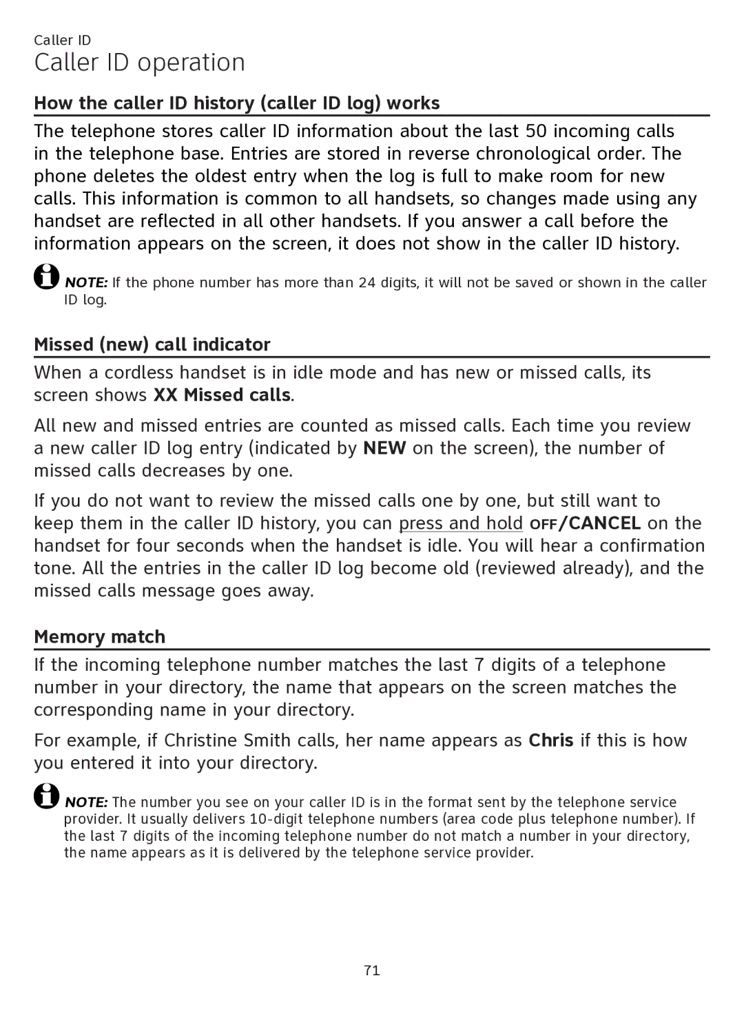 AT&T ATTTL92273 user manual Caller ID operation, How the caller ID history caller ID log works, Missed new call indicator 