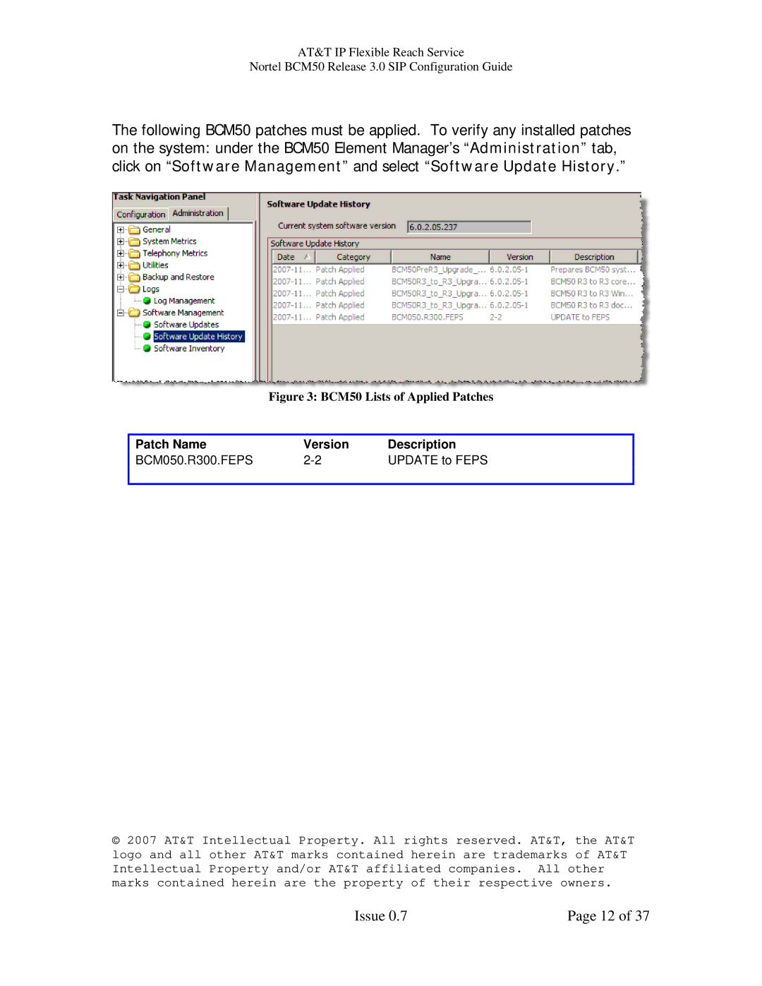 AT&T manual BCM50 Lists of Applied Patches 