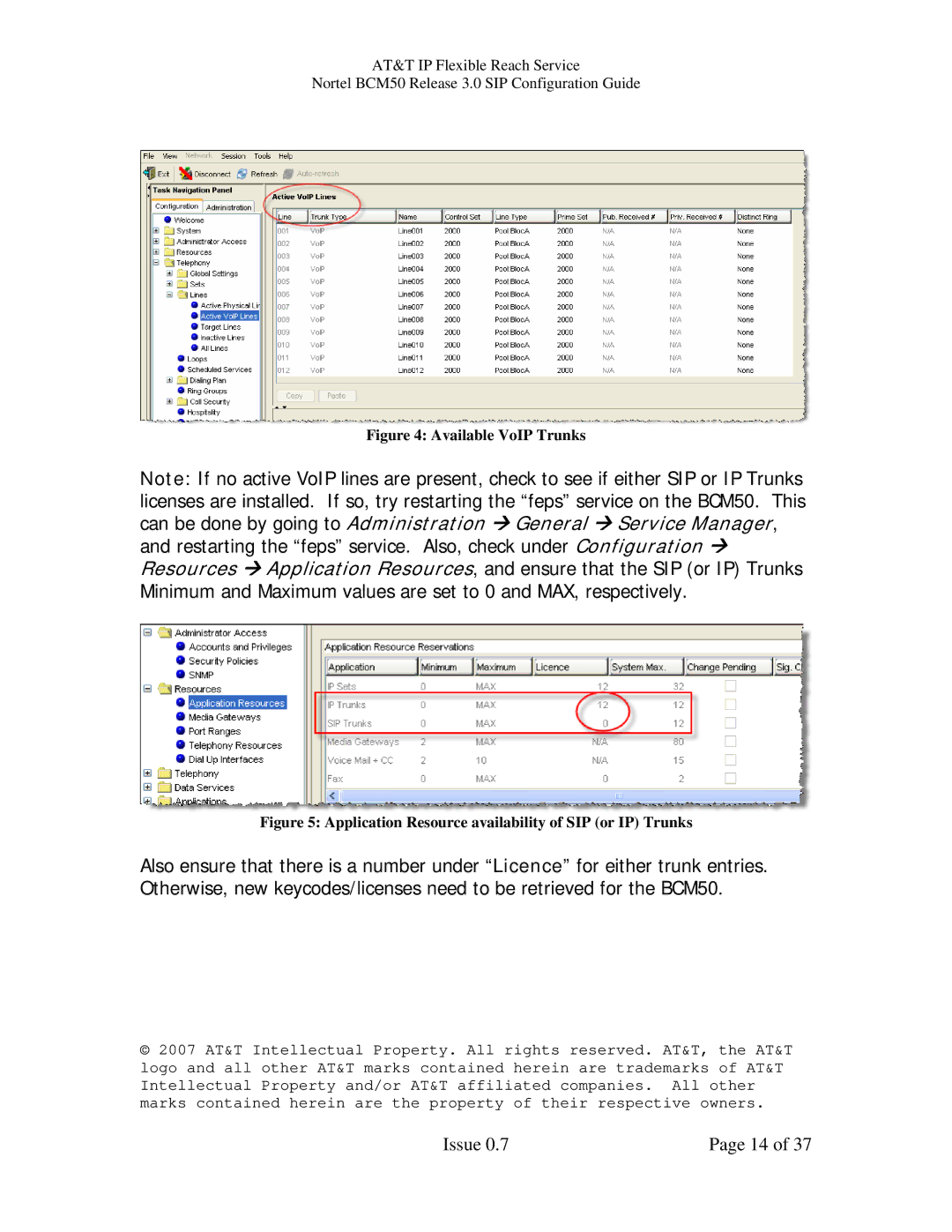 AT&T BCM50 manual Available VoIP Trunks 