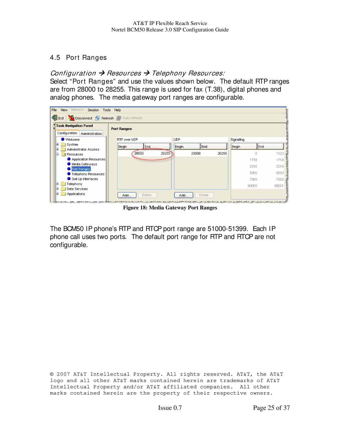 AT&T BCM50 manual Media Gateway Port Ranges 