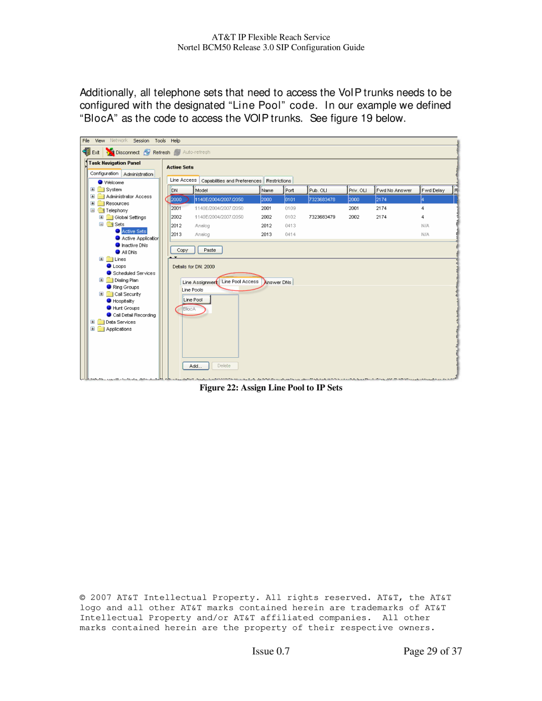 AT&T BCM50 manual Assign Line Pool to IP Sets 