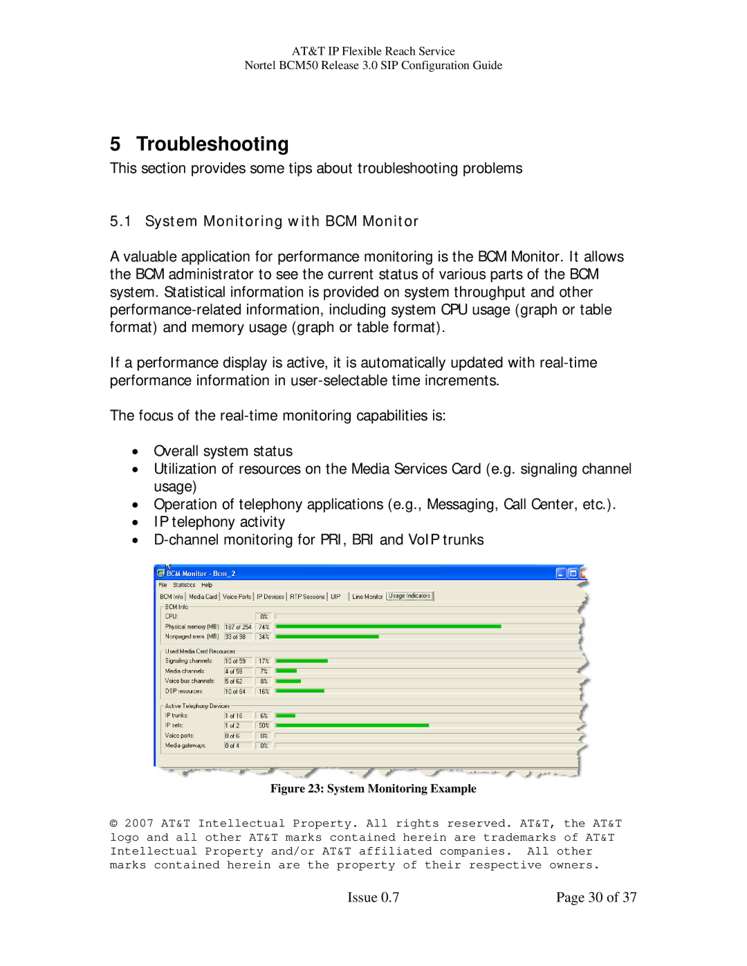 AT&T BCM50 manual Troubleshooting, System Monitoring with BCM Monitor 