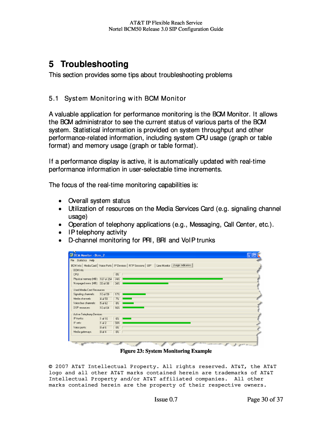 AT&T BCM50 manual Troubleshooting, System Monitoring with BCM Monitor 