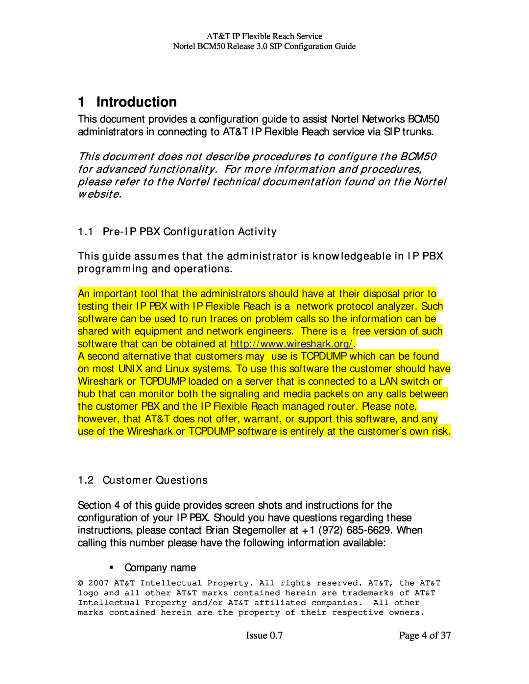 AT&T BCM50 manual Introduction, Pre-IP PBX Configuration Activity, Customer Questions 