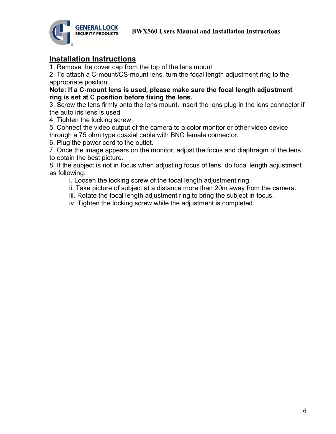 AT&T BWX560 user manual Installation Instructions 