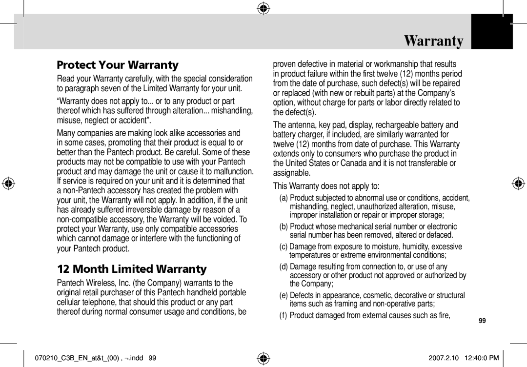 AT&T C3B manual Protect Your Warranty, Month Limited Warranty, This Warranty does not apply to 