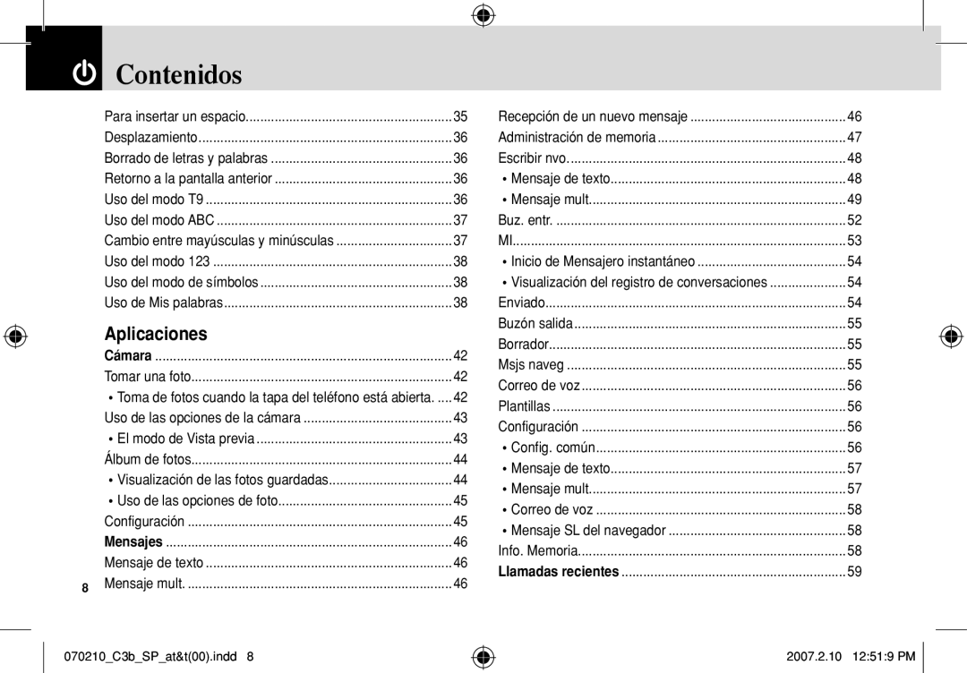 AT&T C3B manual Aplicaciones 