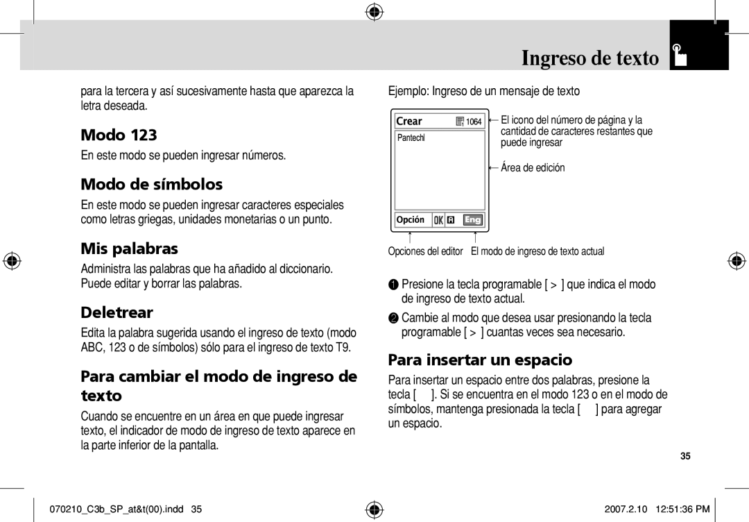 AT&T C3B manual Ingreso de texto 