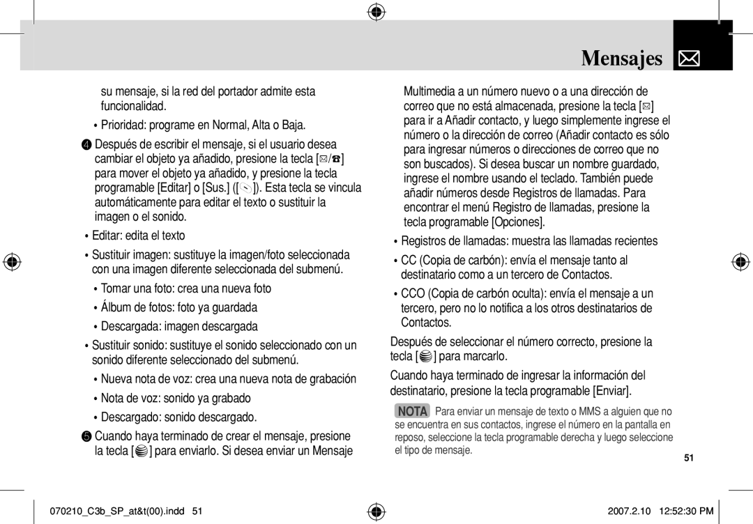 AT&T C3B manual Editar edita el texto, Nota de voz sonido ya grabado Descargado sonido descargado 