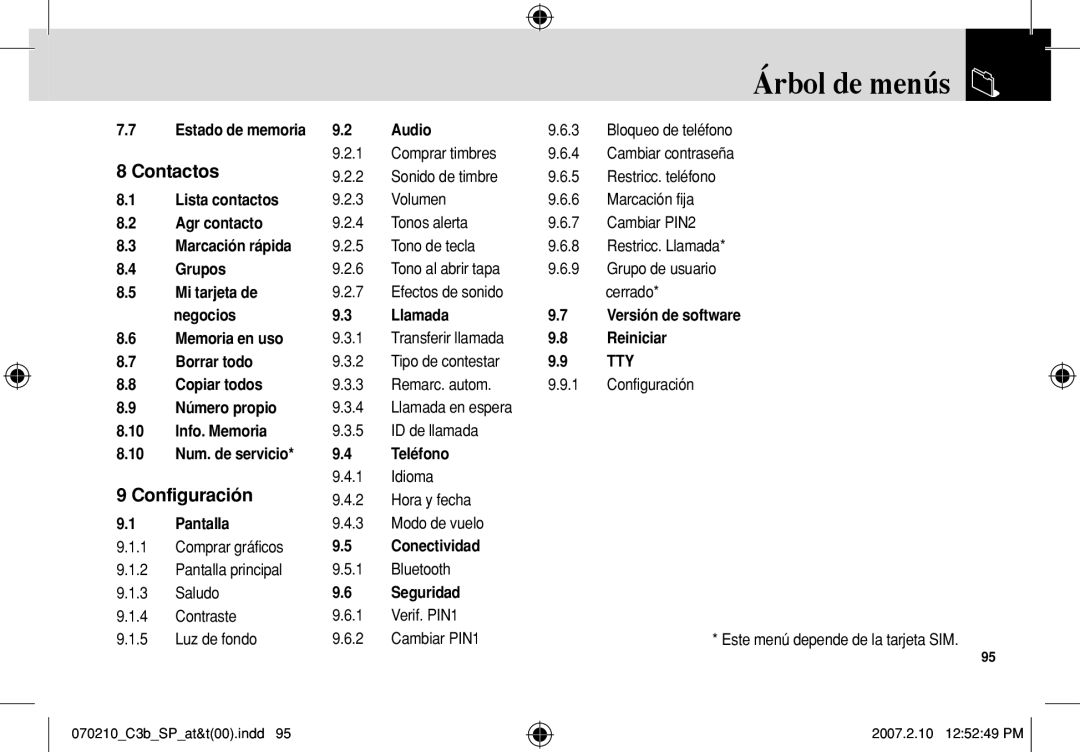 AT&T C3B manual Contactos, Configuración 