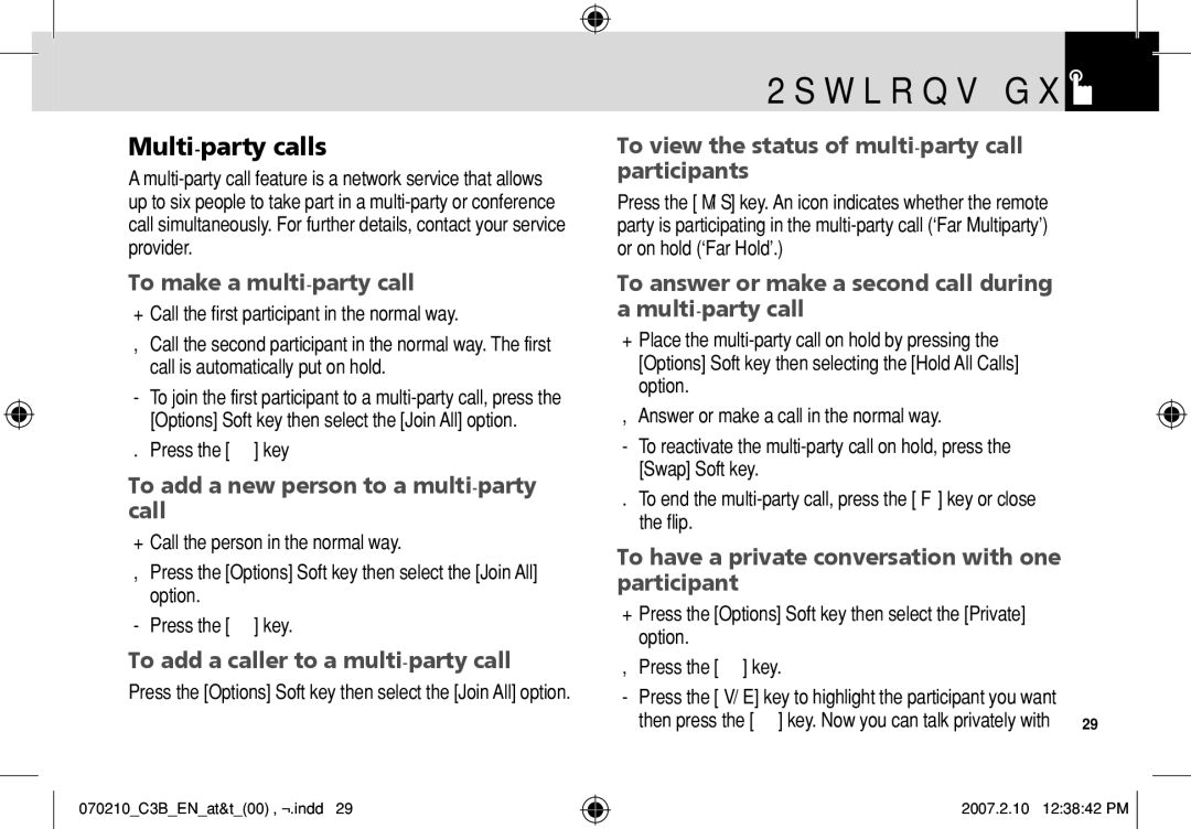 AT&T C3B manual Multi-party calls 