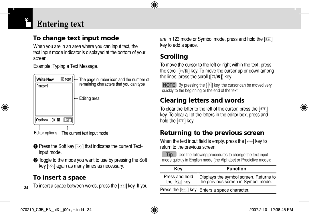 AT&T C3B manual Entering text 