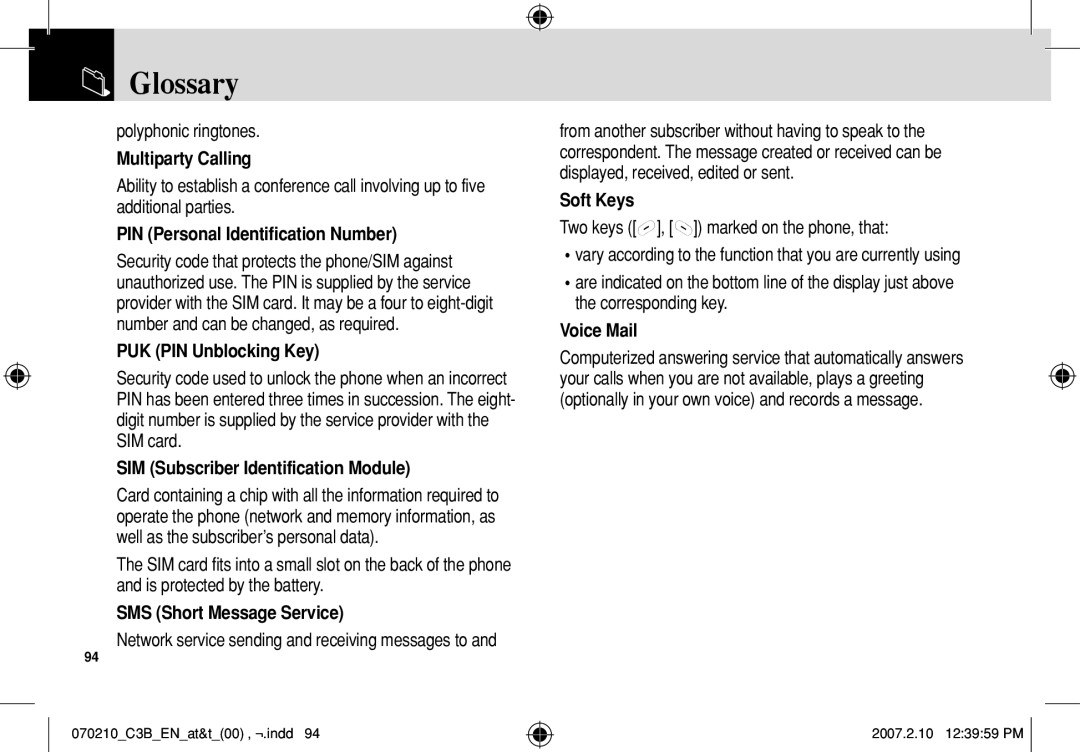 AT&T C3B manual Glossary 