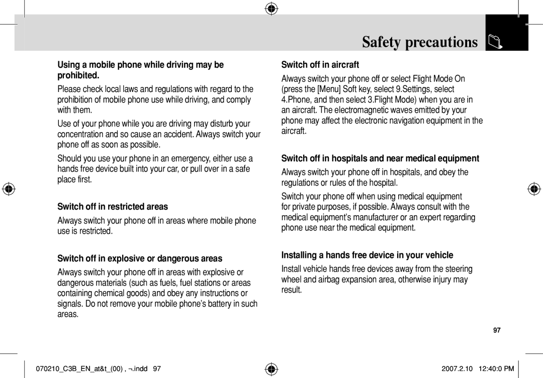 AT&T C3B manual Safety precautions 