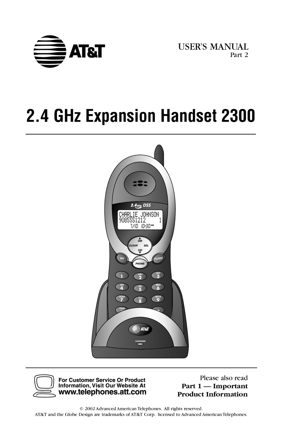 AT&T CDLS 2300 user manual GHz Expansion Handset 