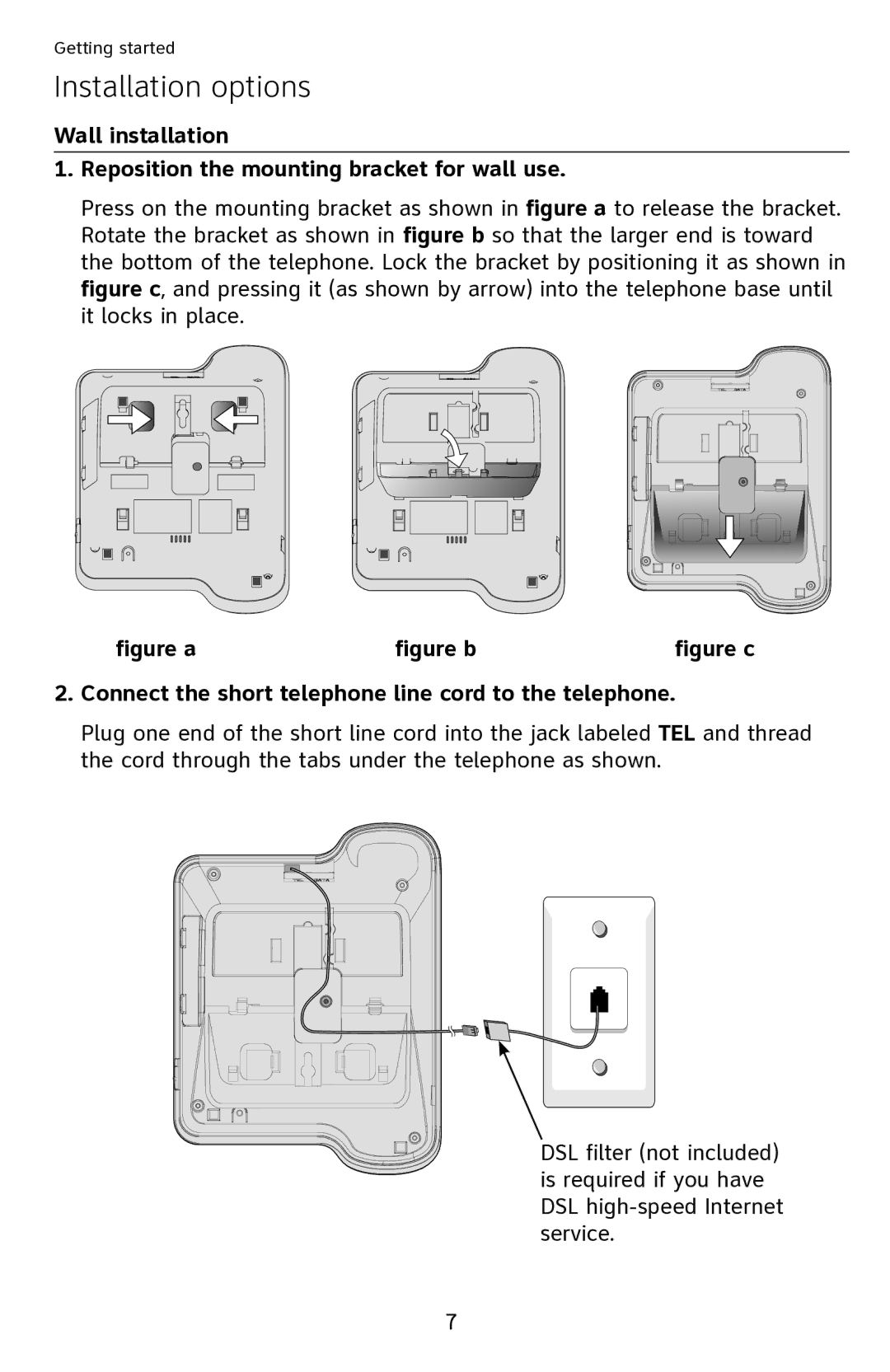 AT&T CL2909 user manual Figure a, Connect the short telephone line cord to the telephone 