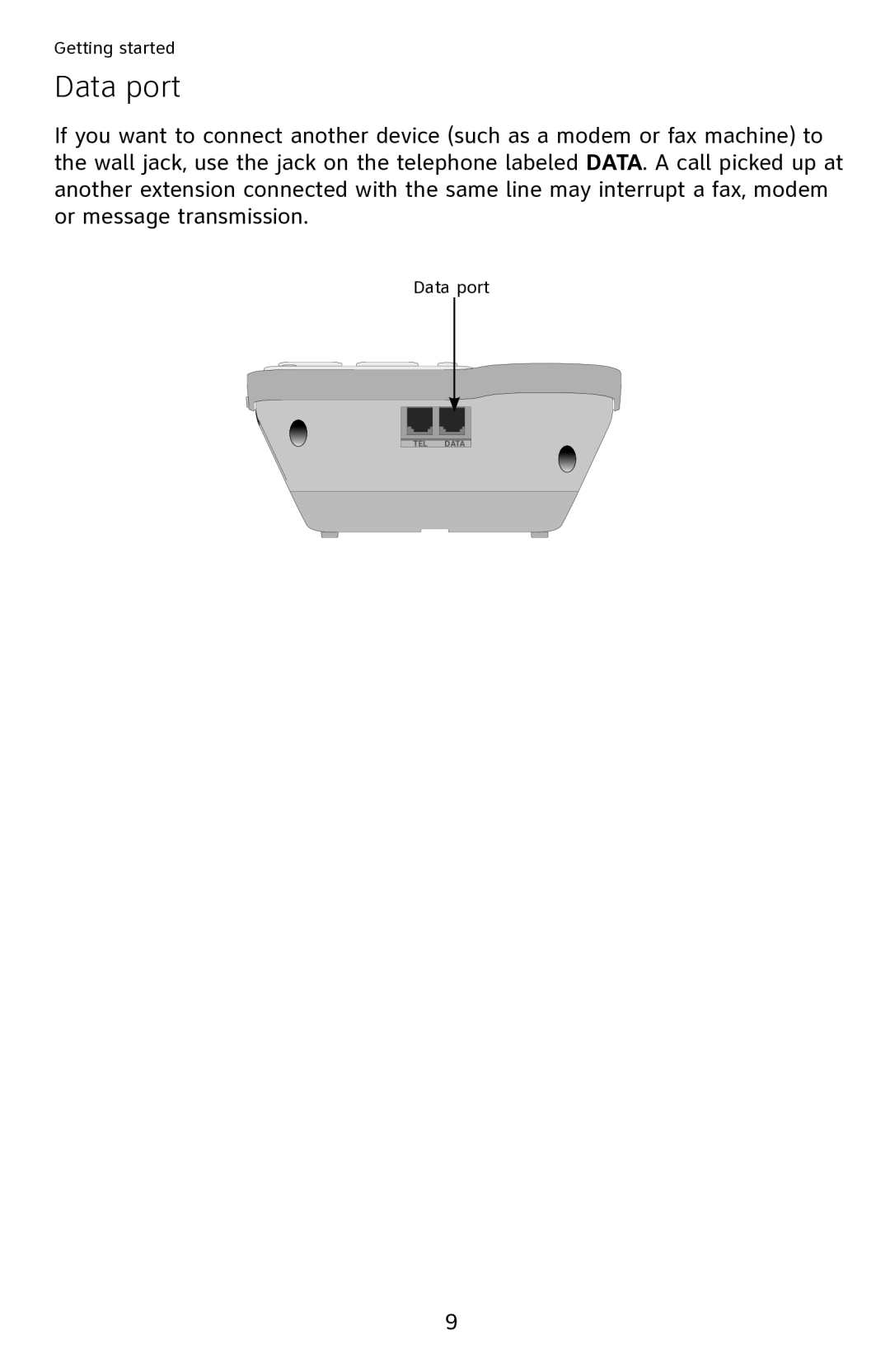 AT&T CL2909 user manual Data port 