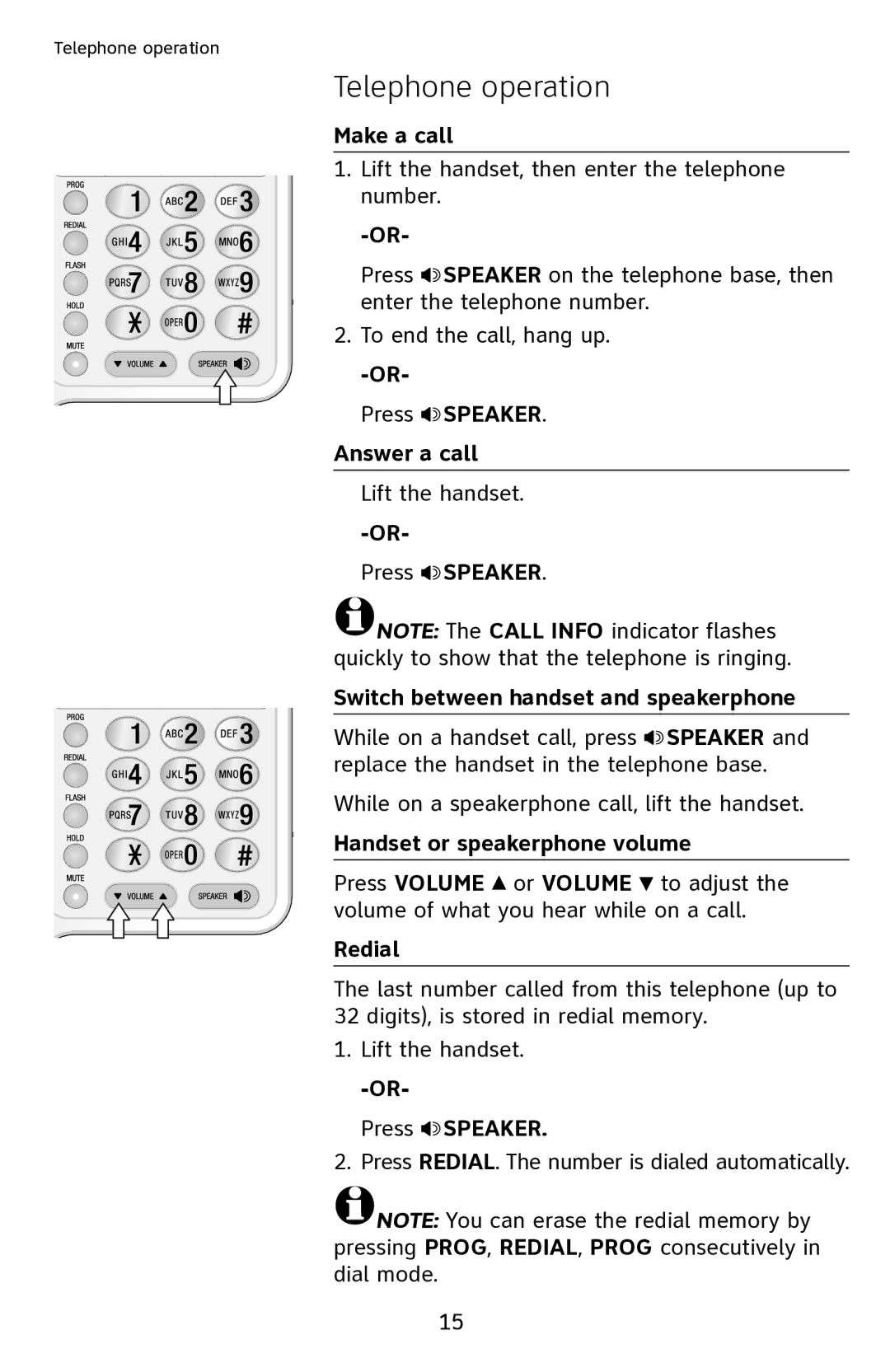 AT&T CL2909 user manual Telephone operation 