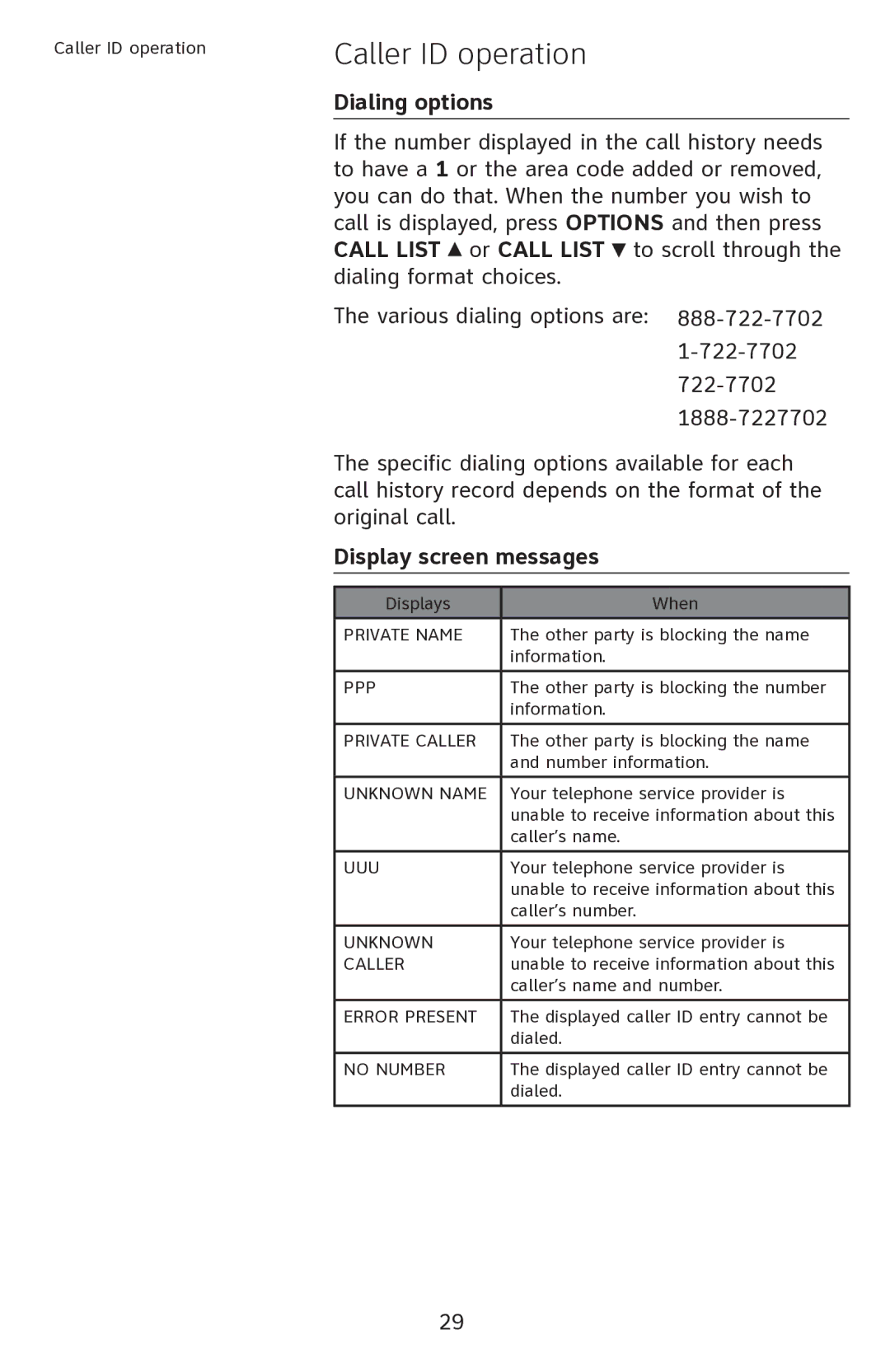 AT&T CL2909 user manual Dialing options, Private Name 