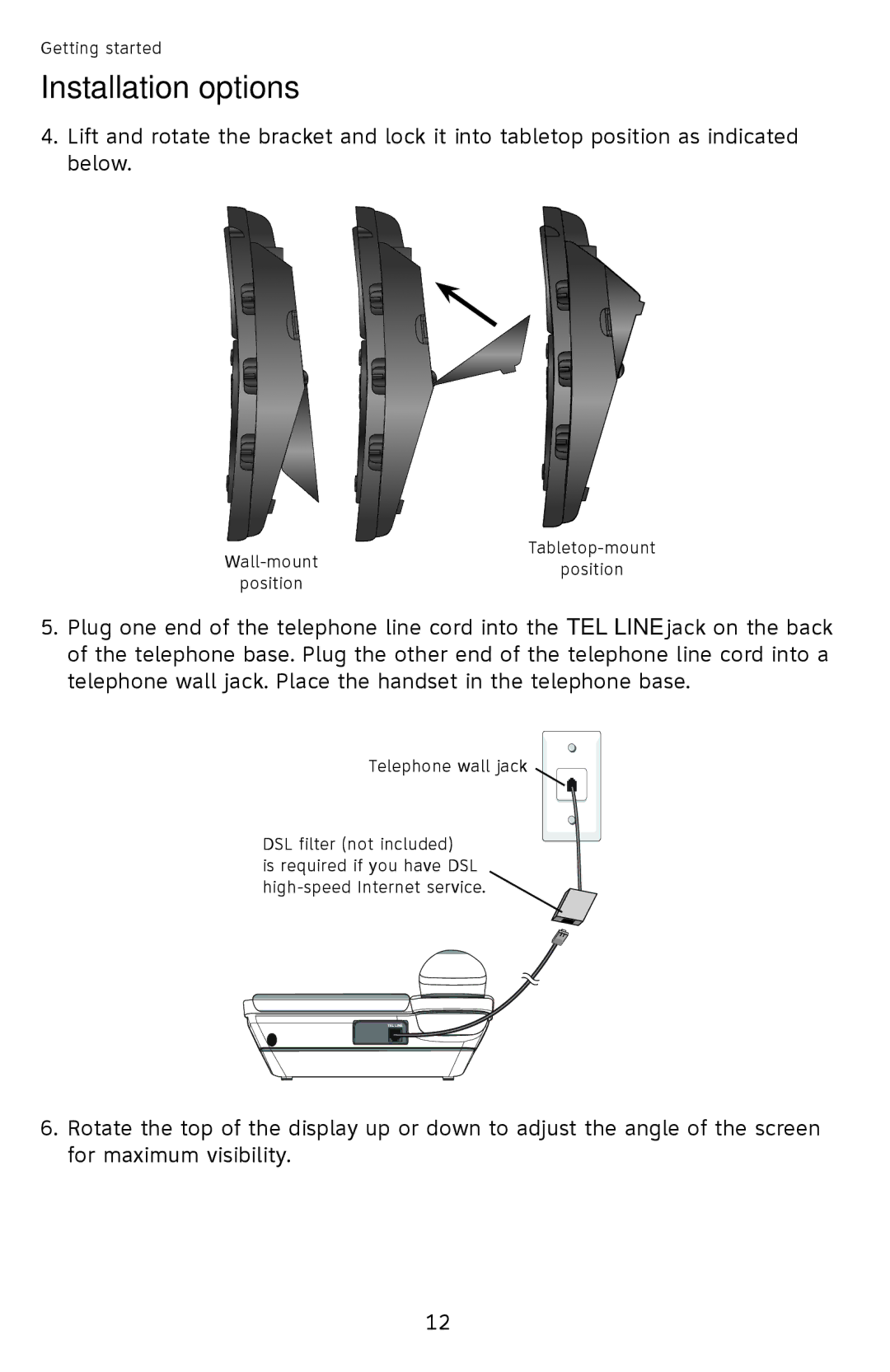 AT&T CL2939 user manual Tabletop-mount Wall-mountposition position 