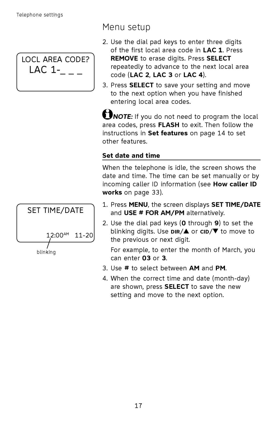 AT&T CL2939 user manual Lac, Set date and time 